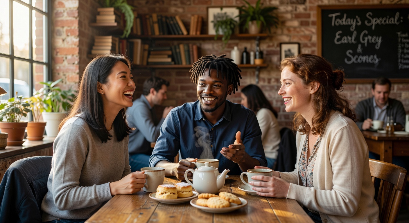 お茶を楽しむ人たち